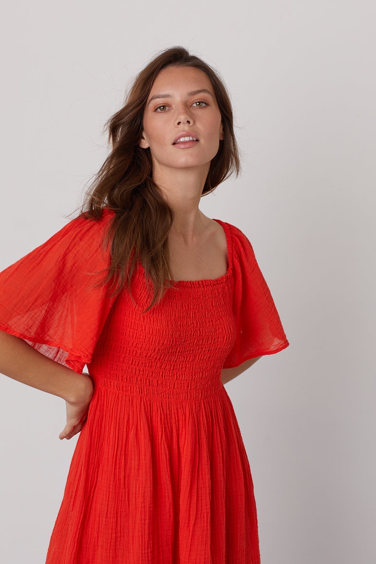 ESME SMOCKED COTTON GAUZE DRESS - Velvet Staging 2.0
