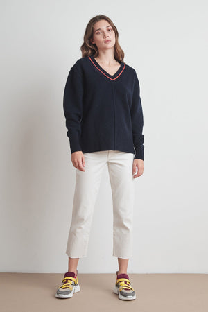 HAIDEE CASHMERE BLEND V-NECK SWEATER - Velvet Staging 2.0