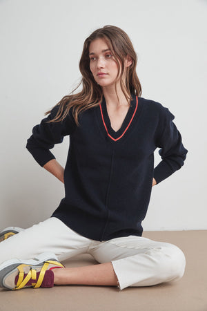 HAIDEE CASHMERE BLEND V-NECK SWEATER - Velvet Staging 2.0