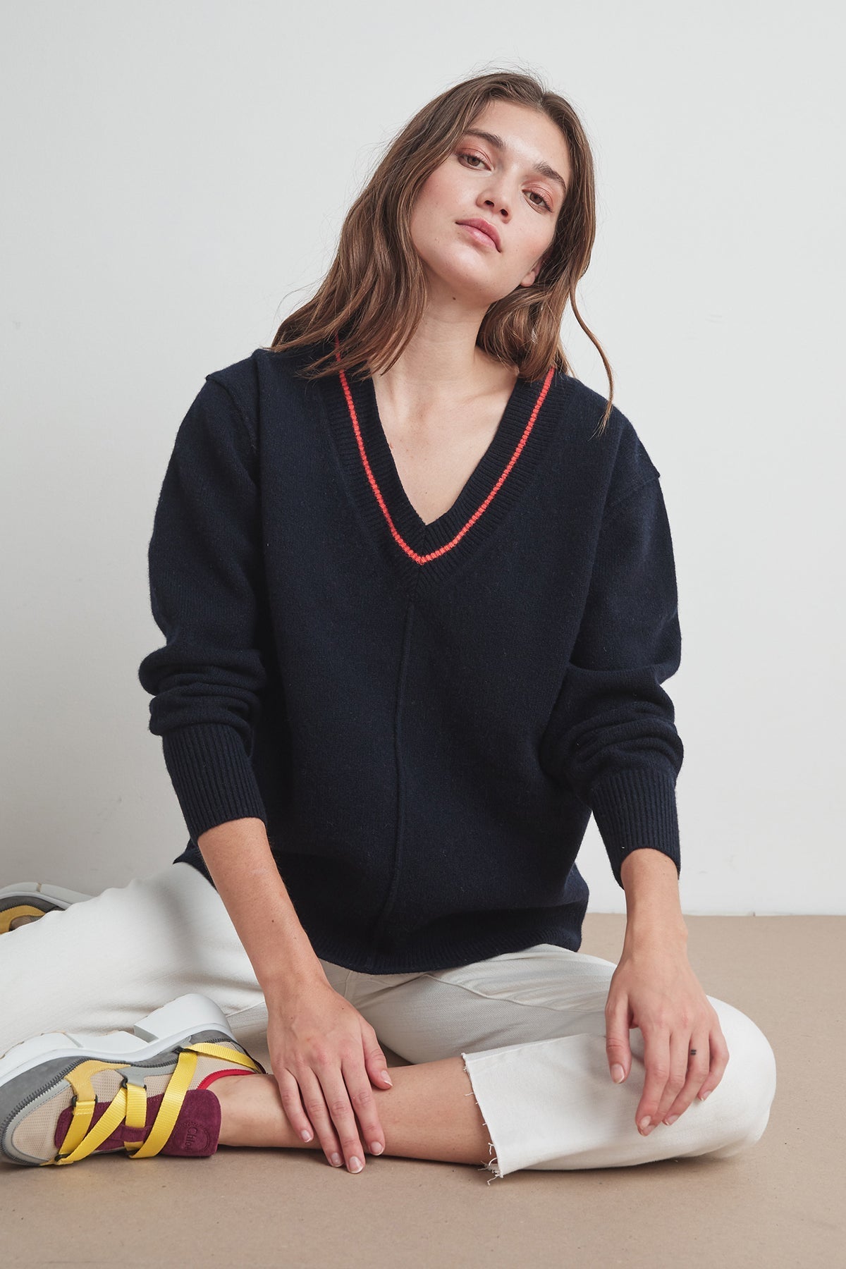 HAIDEE CASHMERE BLEND V-NECK SWEATER - Velvet Staging 2.0