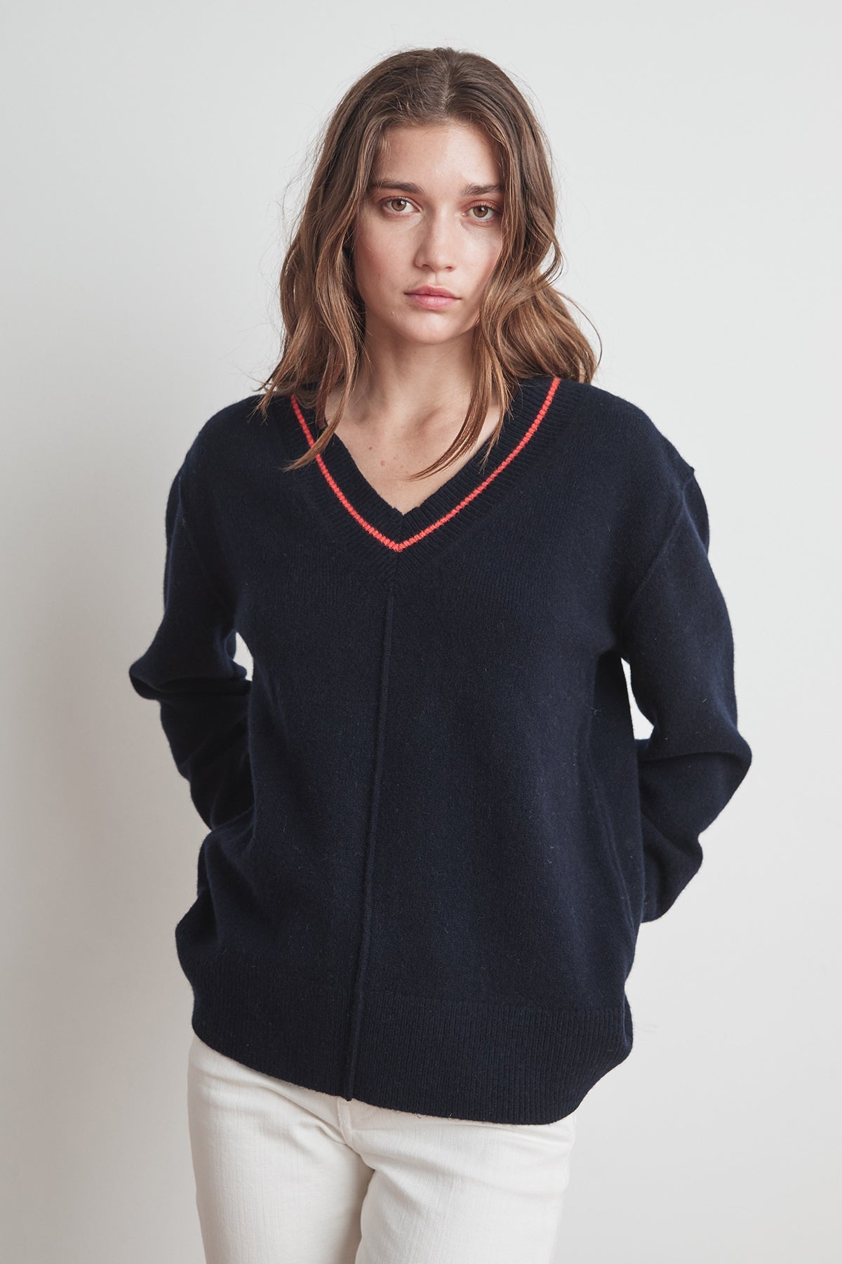 HAIDEE CASHMERE BLEND V-NECK SWEATER - Velvet Staging 2.0