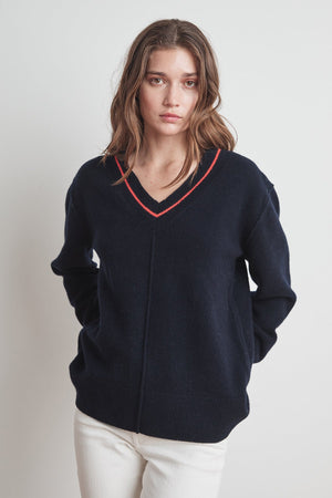 HAIDEE CASHMERE BLEND V-NECK SWEATER - Velvet Staging 2.0