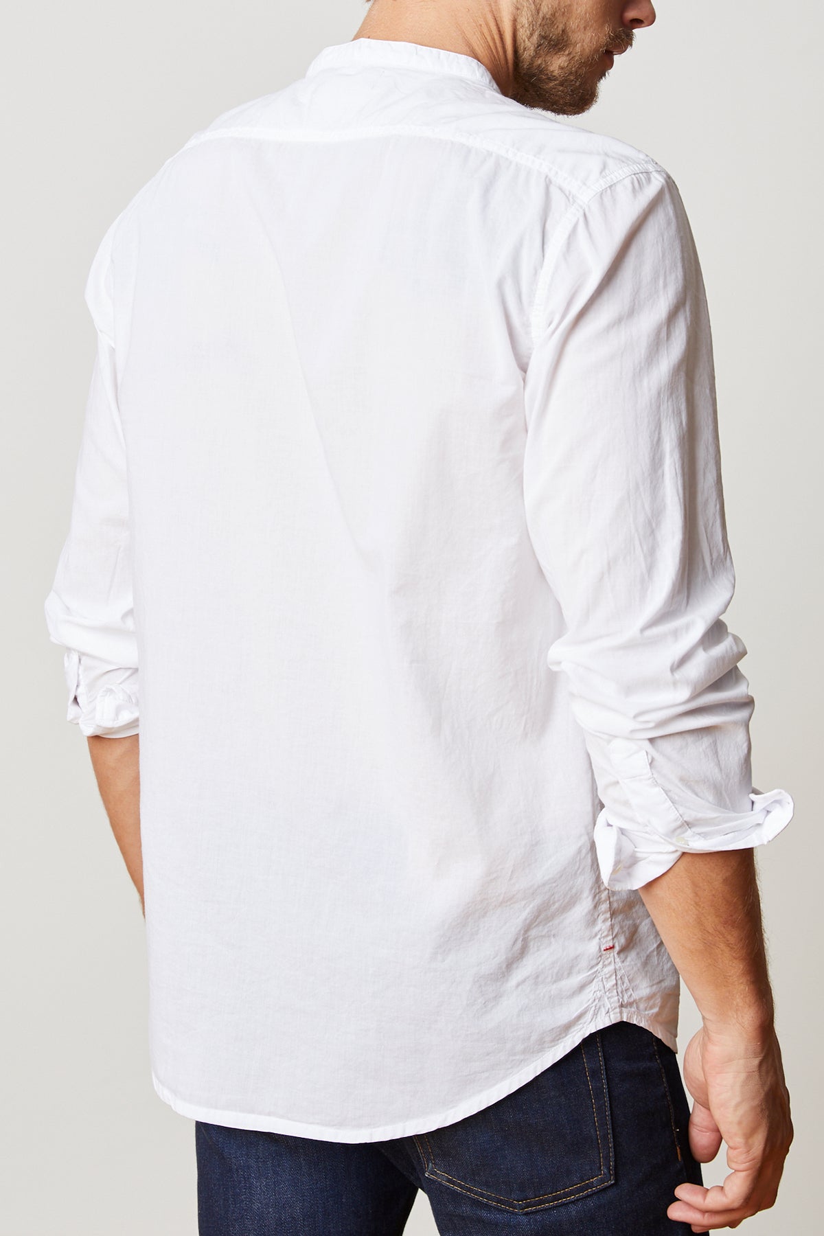 HEATH COLLARLESS WOVEN COTTON SHIRT - Velvet Staging 2.0-26916158046404