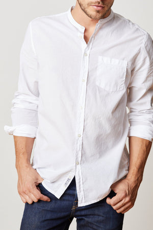 HEATH COLLARLESS WOVEN COTTON SHIRT - Velvet Staging 2.0