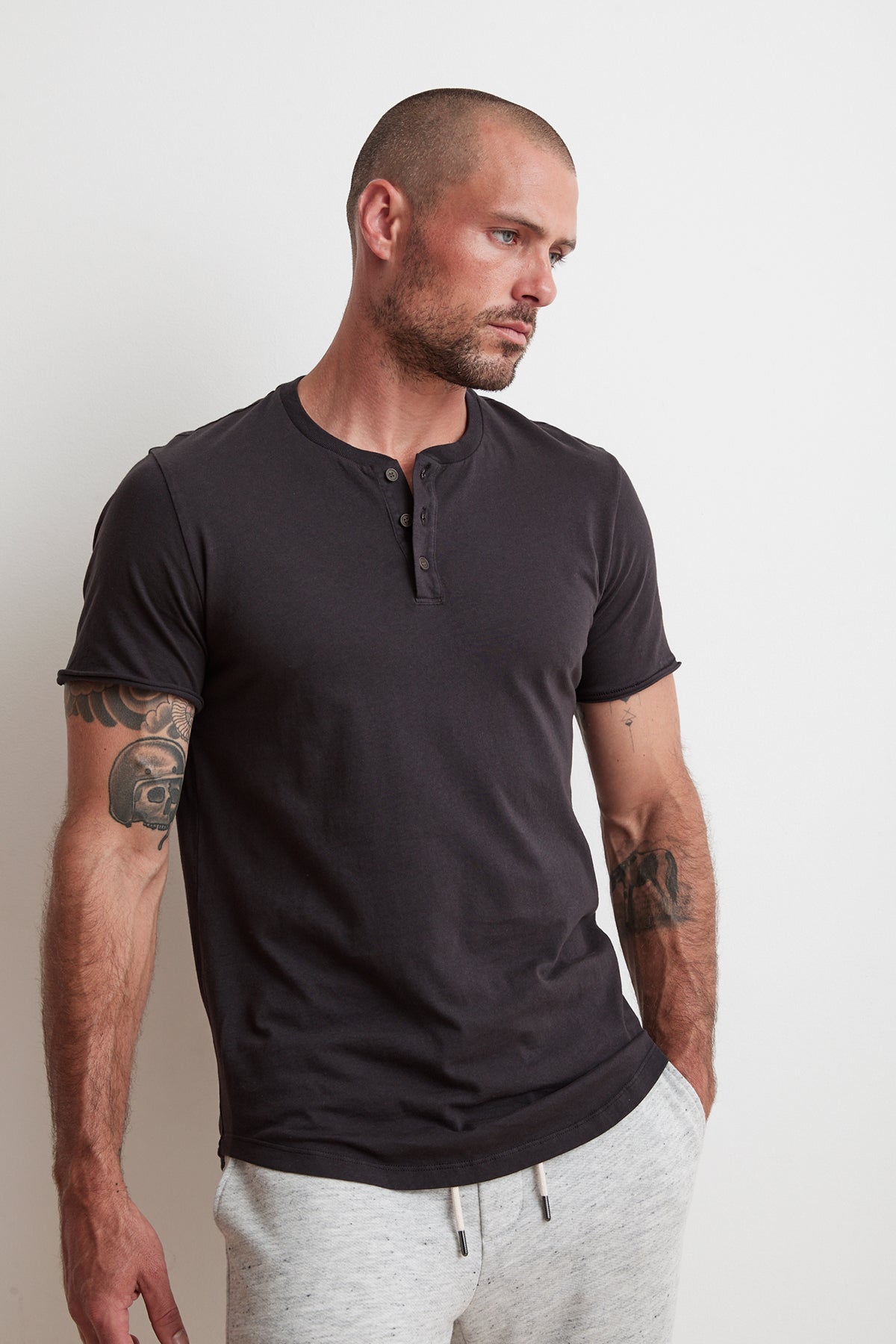 HESTON SUEDED JERSEY HENLEY - Velvet Staging 2.0-26916161585348