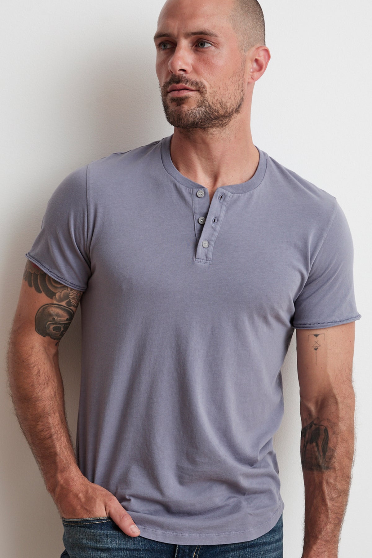 HESTON SUEDED JERSEY HENLEY - Velvet Staging 2.0
