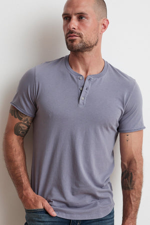HESTON SUEDED JERSEY HENLEY - Velvet Staging 2.0