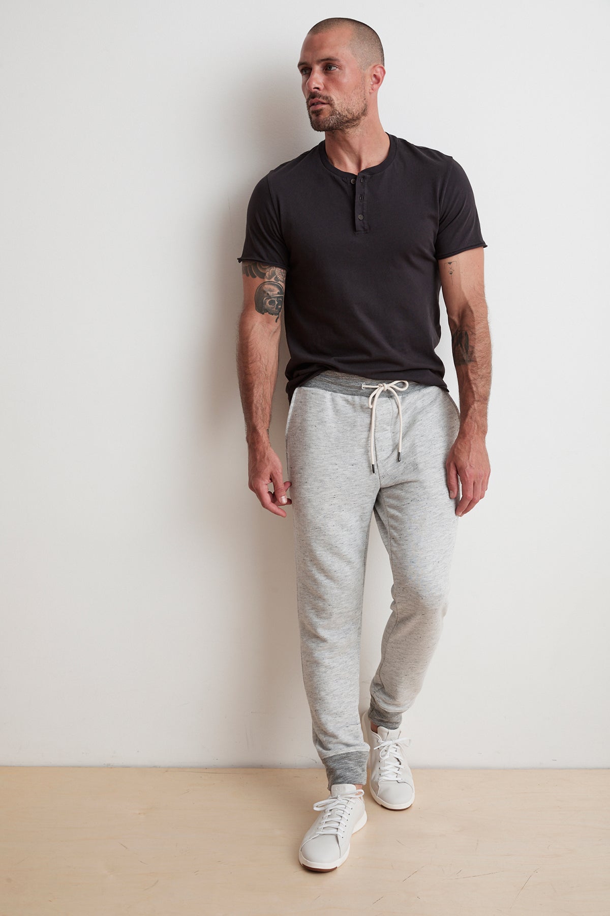 HESTON SUEDED JERSEY HENLEY - Velvet Staging 2.0