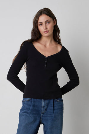 HILARY COTTON THERMAL HENLEY - Velvet Staging 2.0