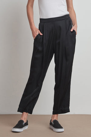 HILLARY SATIN VISCOSE PLEATED PANT - Velvet Staging 2.0