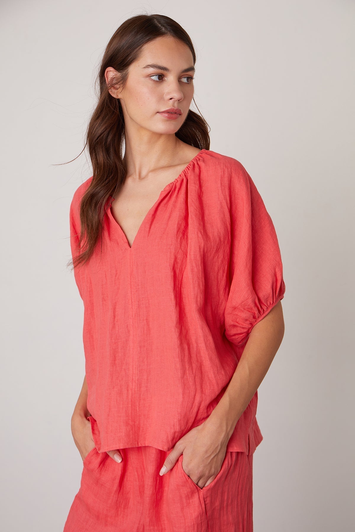 JANINE PUFF SLEEVE LINEN TOP - Velvet Staging 2.0