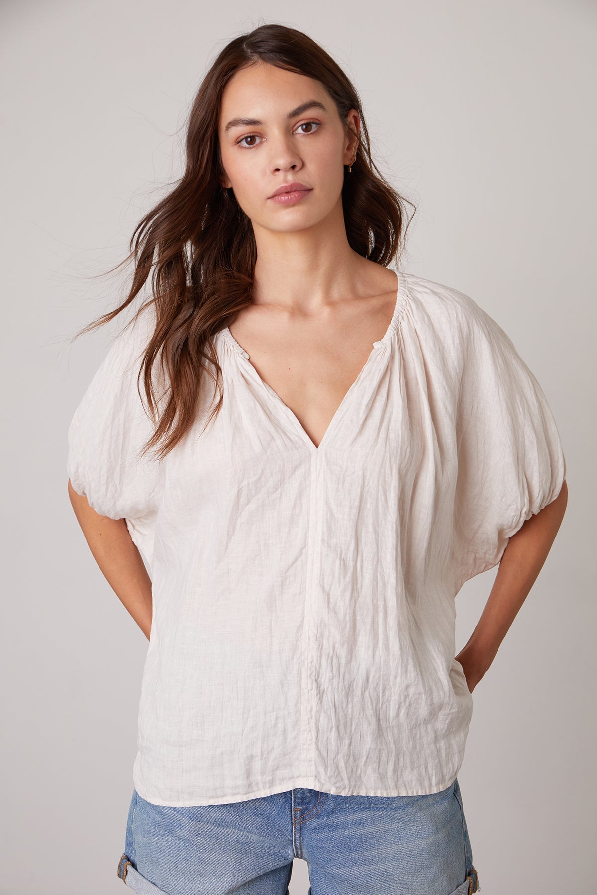 JANINE PUFF SLEEVE LINEN TOP - Velvet Staging 2.0