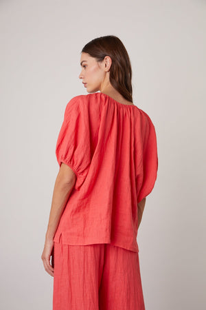 JANINE PUFF SLEEVE LINEN TOP - Velvet Staging 2.0