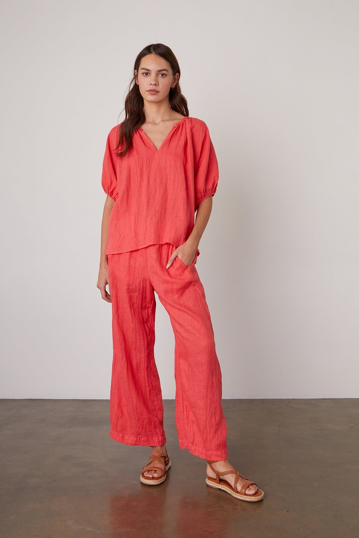 JANINE PUFF SLEEVE LINEN TOP - Velvet Staging 2.0