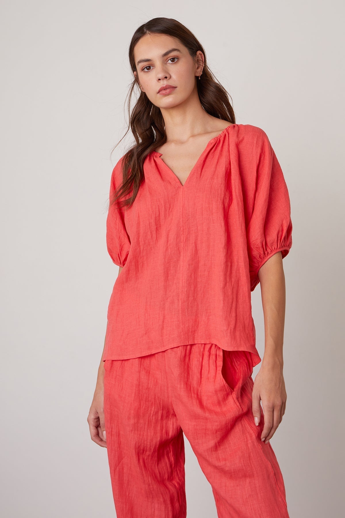 JANINE PUFF SLEEVE LINEN TOP - Velvet Staging 2.0