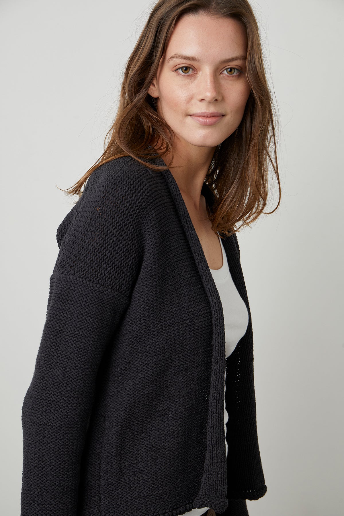 JAZ TEXTURED TAPE YARN CARDIGAN - Velvet Staging 2.0
