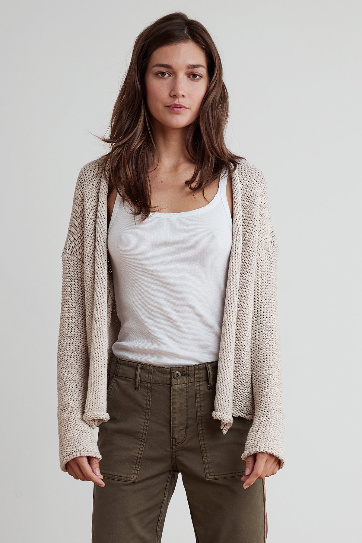 JAZ TEXTURED TAPE YARN CARDIGAN - Velvet Staging 2.0