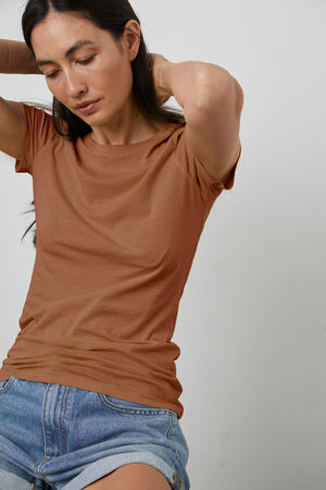 JEMMA GAUZY WHISPER FITTED CREW NECK TEE - Velvet Staging 2.0