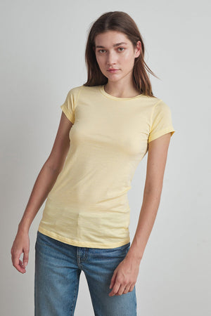 JEMMA GAUZY WHISPER FITTED CREW NECK TEE - Velvet Staging 2.0