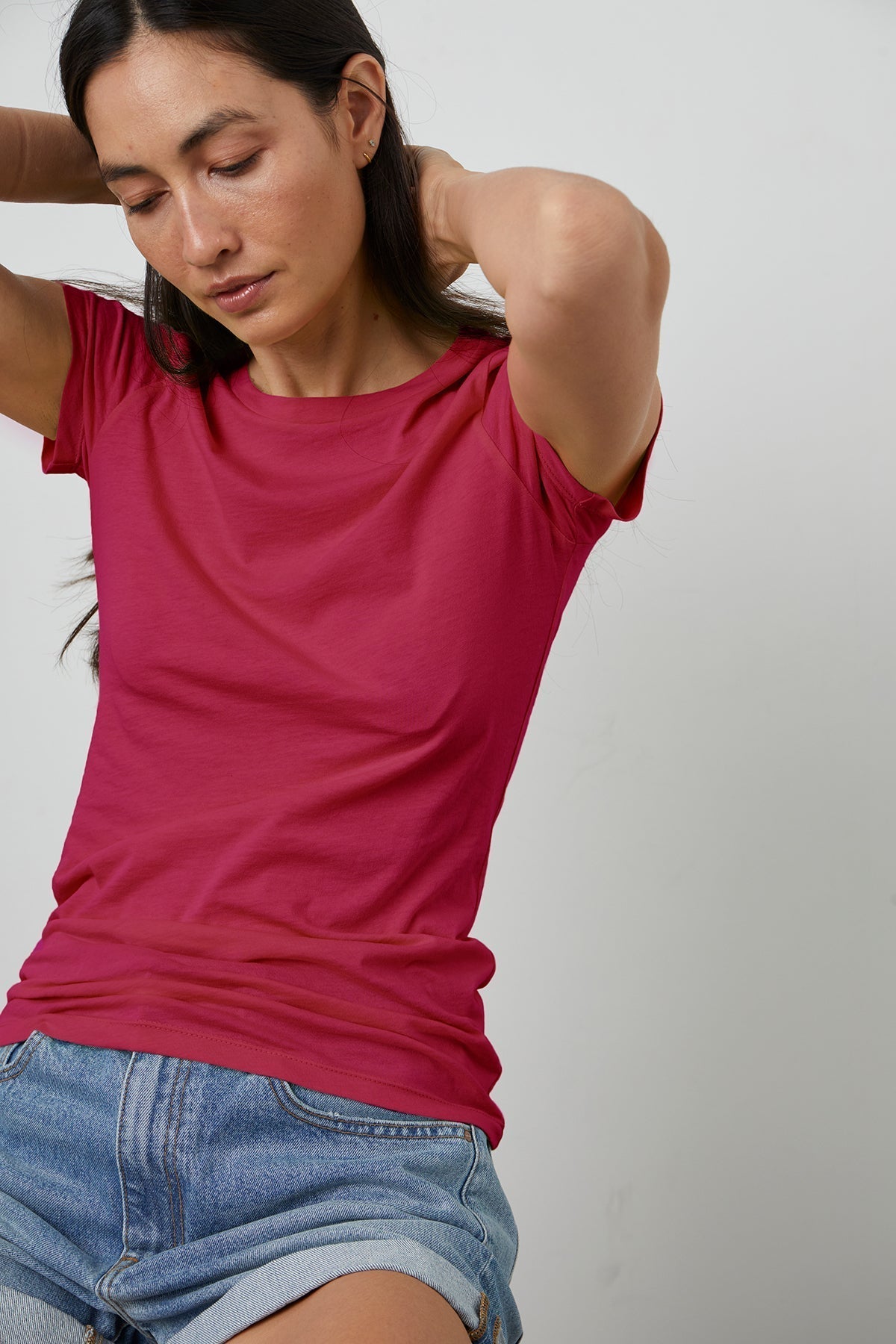 JEMMA GAUZY WHISPER FITTED CREW NECK TEE - Velvet Staging 2.0