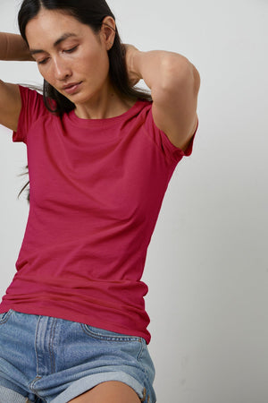 JEMMA GAUZY WHISPER FITTED CREW NECK TEE - Velvet Staging 2.0