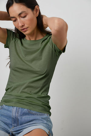 JEMMA GAUZY WHISPER FITTED CREW NECK TEE - Velvet Staging 2.0