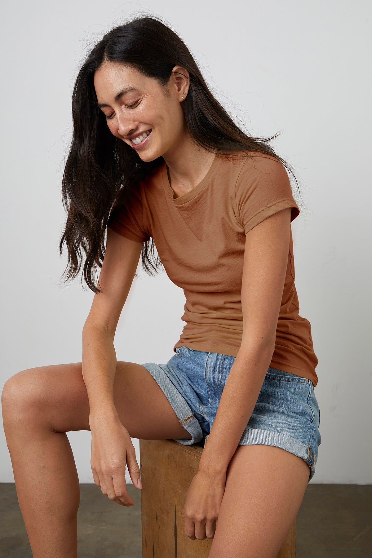 JEMMA GAUZY WHISPER FITTED CREW NECK TEE - Velvet Staging 2.0