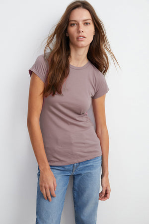 JEMMA GAUZY WHISPER FITTED CREW NECK TEE - Velvet Staging 2.0