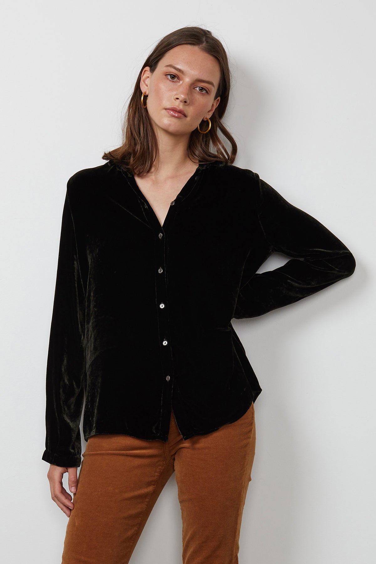 JENSINE SILK VELVET BUTTON-UP SHIRT - Velvet Staging 2.0-26916181246148