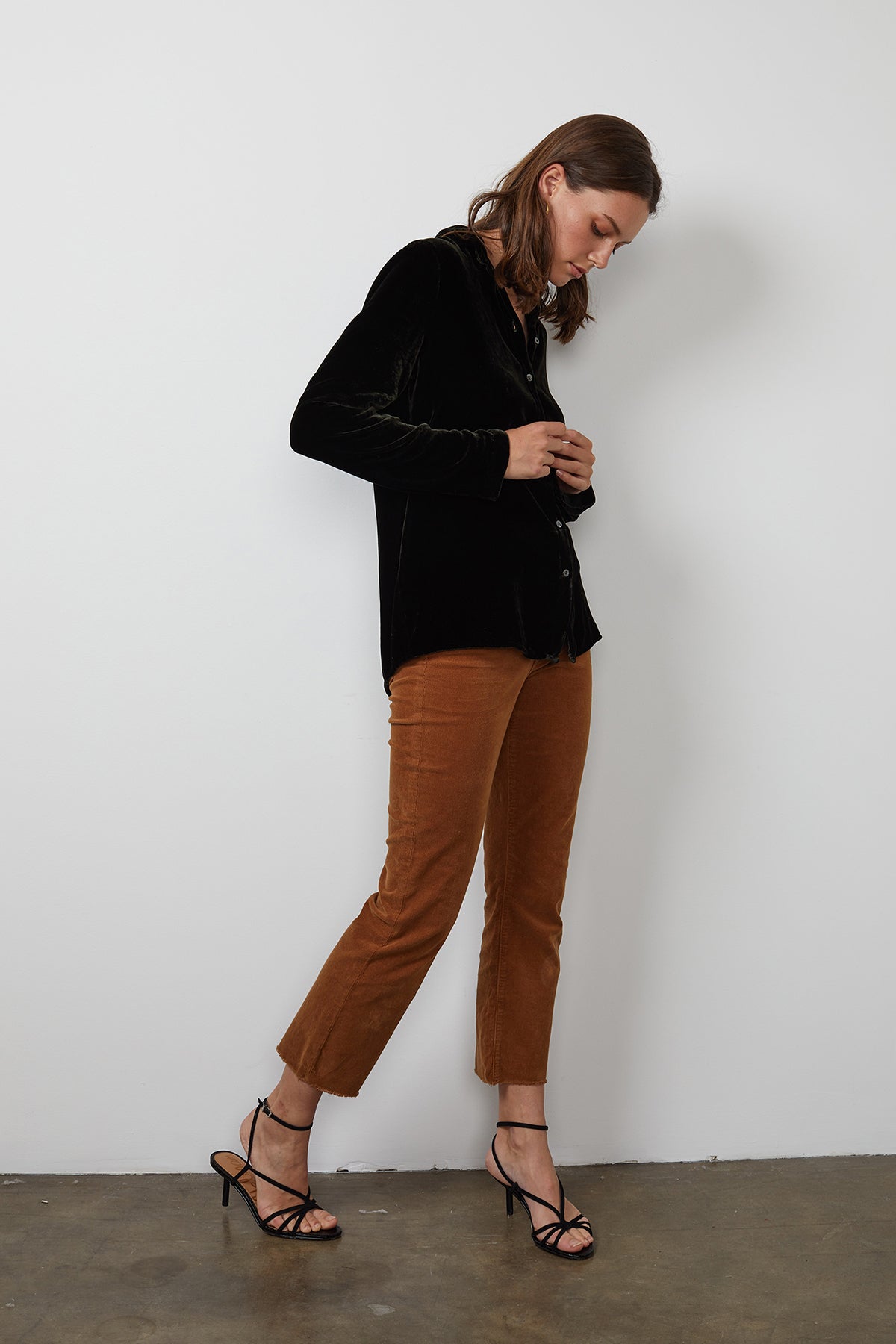 JENSINE SILK VELVET BUTTON-UP SHIRT - Velvet Staging 2.0