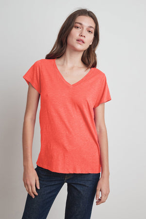 JILIAN ORIGINAL SLUB V-NECK TEE Velvet by Graham & Spencer