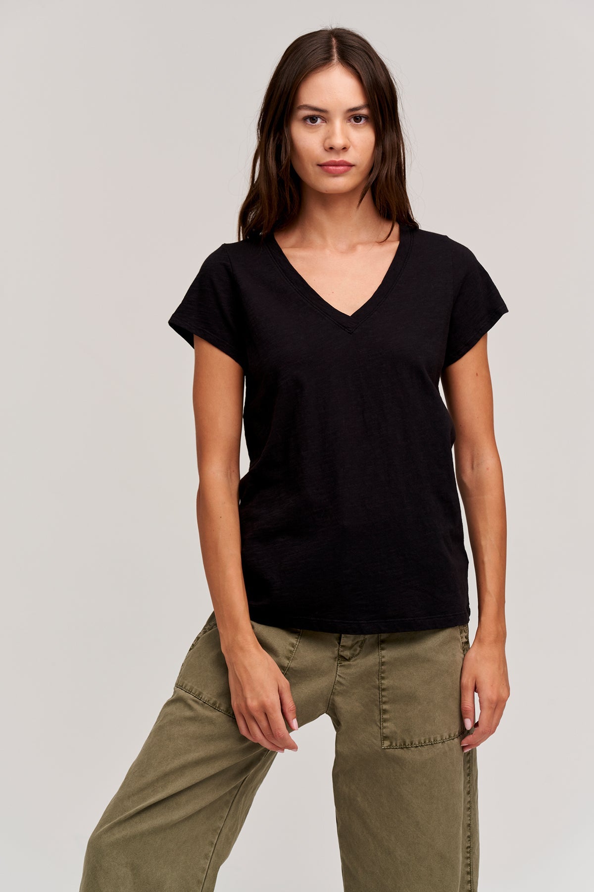 JILIAN ORIGINAL SLUB V-NECK TEE Velvet by Graham & Spencer-26916187766980