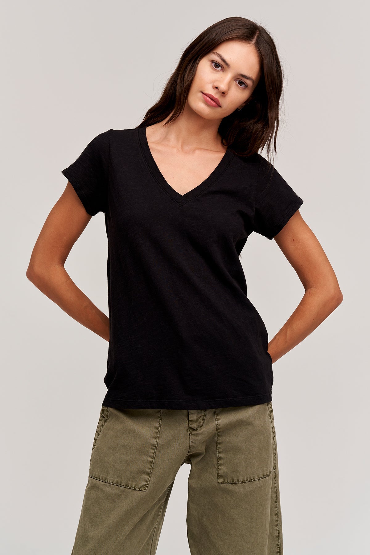 JILIAN ORIGINAL SLUB V-NECK TEE Velvet by Graham & Spencer-26916187734212