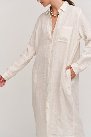 JORA LINEN BUTTON-UP DRESS - Velvet Staging 2.0