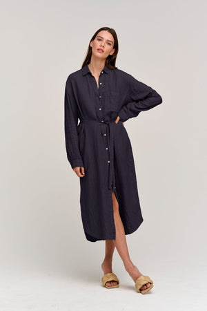 JORA LINEN BUTTON-UP DRESS - Velvet Staging 2.0