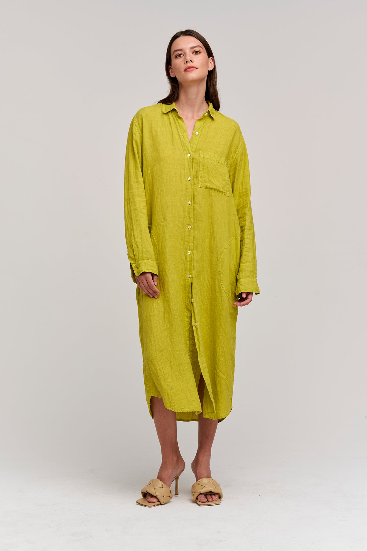 JORA LINEN BUTTON-UP DRESS - Velvet Staging 2.0