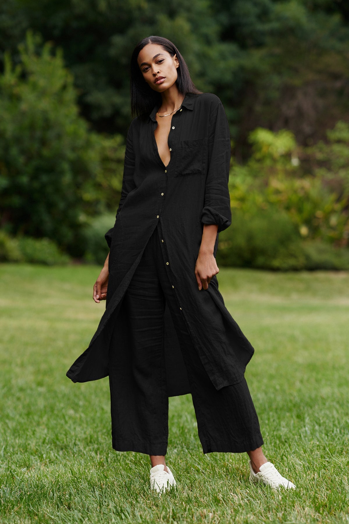 JORA LINEN BUTTON-UP DRESS - Velvet Staging 2.0