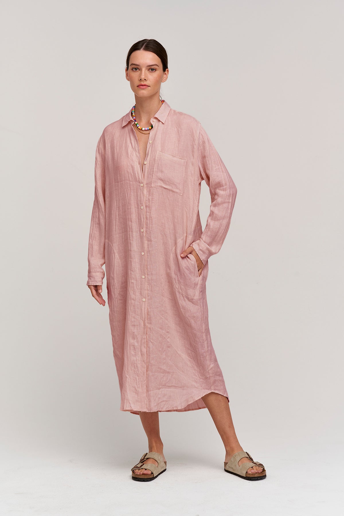 JORA LINEN BUTTON-UP DRESS - Velvet Staging 2.0