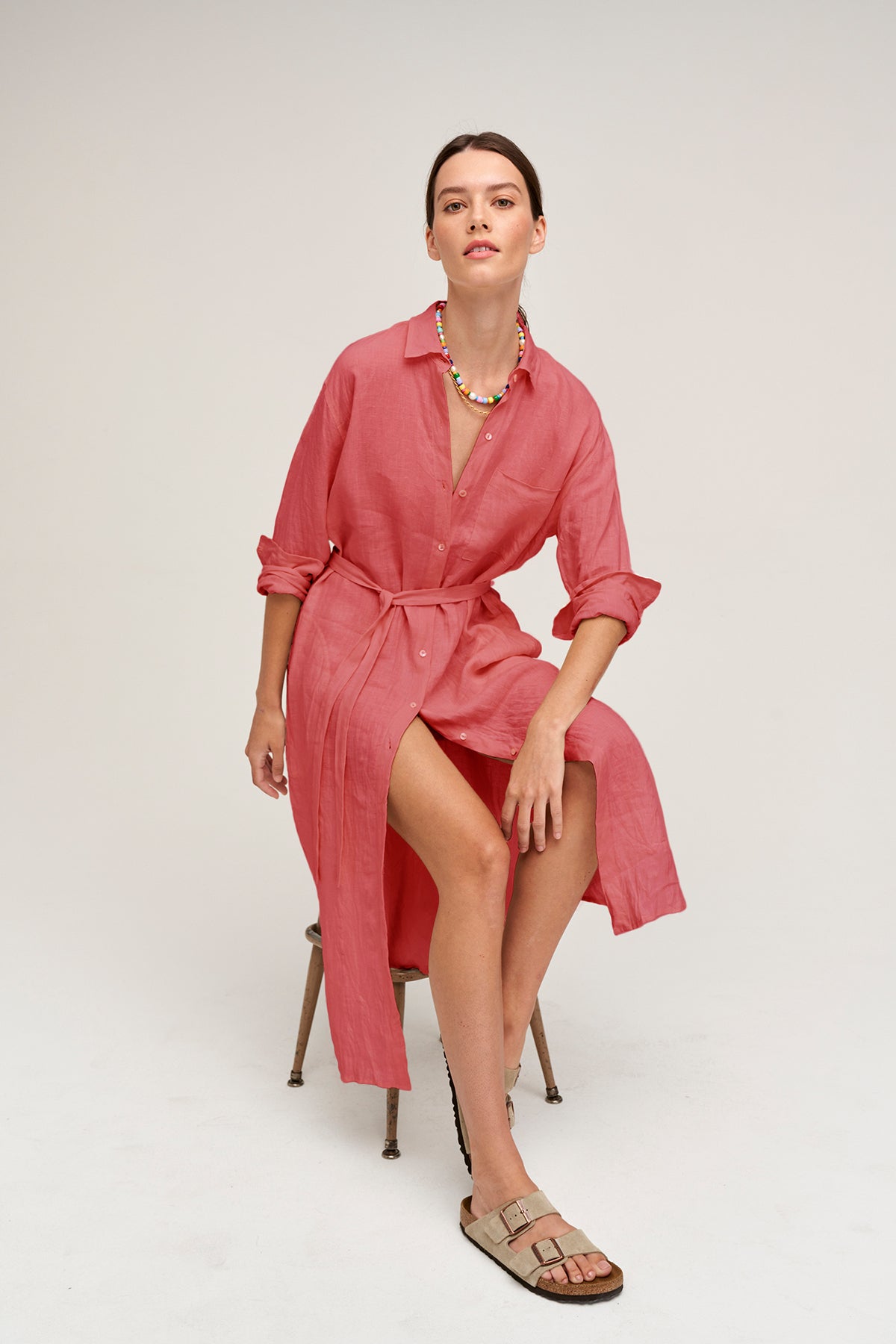 JORA LINEN BUTTON-UP DRESS - Velvet Staging 2.0
