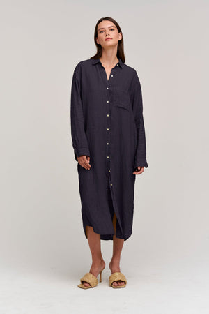 JORA LINEN BUTTON-UP DRESS - Velvet Staging 2.0