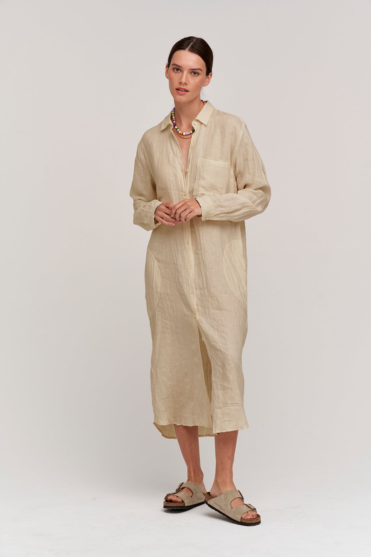 JORA LINEN BUTTON-UP DRESS - Velvet Staging 2.0
