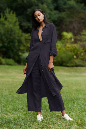 JORA LINEN BUTTON-UP DRESS - Velvet Staging 2.0