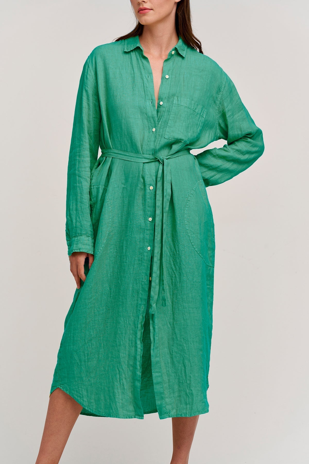 JORA LINEN BUTTON-UP DRESS - Velvet Staging 2.0-26916198613188