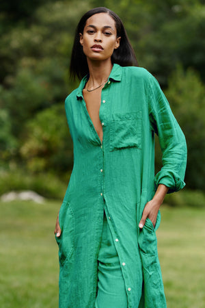 JORA LINEN BUTTON-UP DRESS - Velvet Staging 2.0