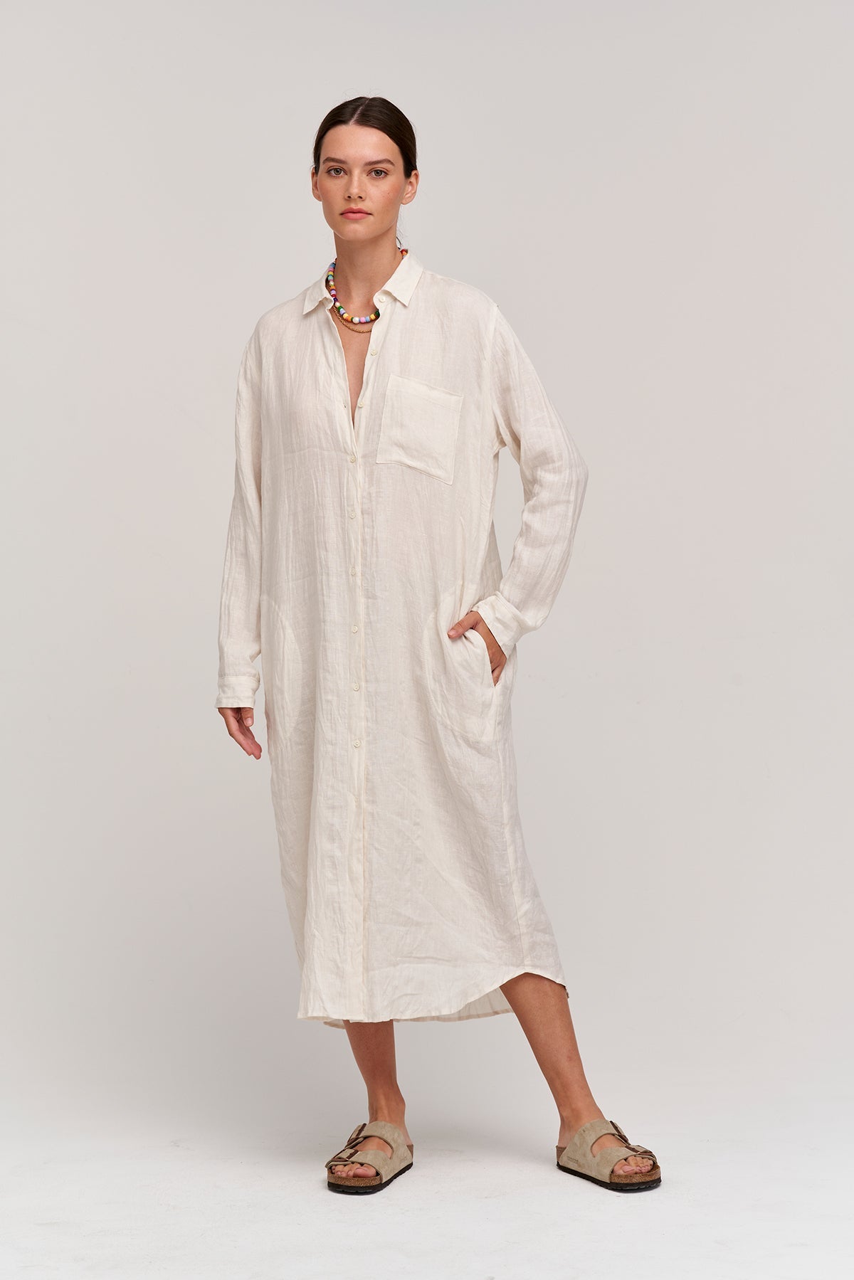 JORA LINEN BUTTON-UP DRESS - Velvet Staging 2.0-26916197859524