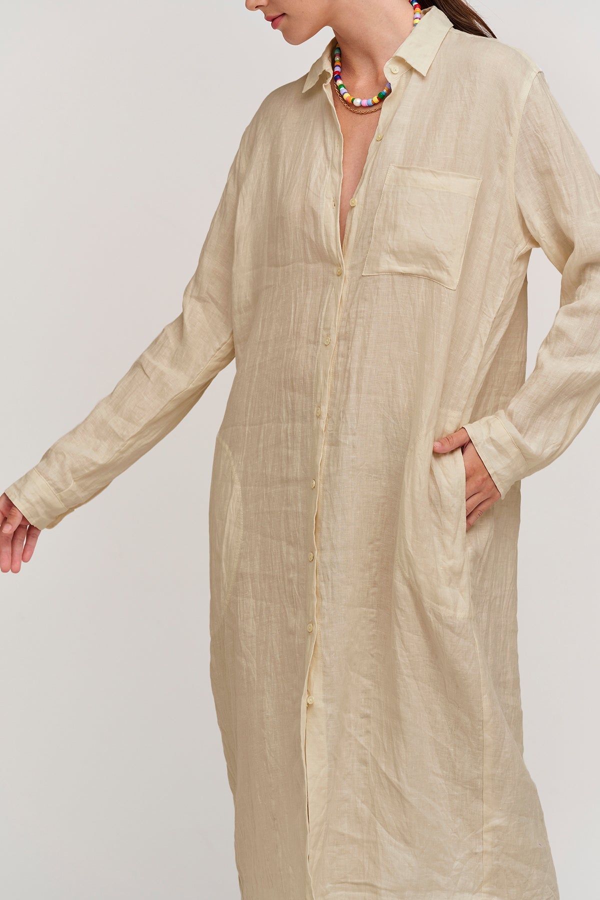 JORA LINEN BUTTON-UP DRESS - Velvet Staging 2.0