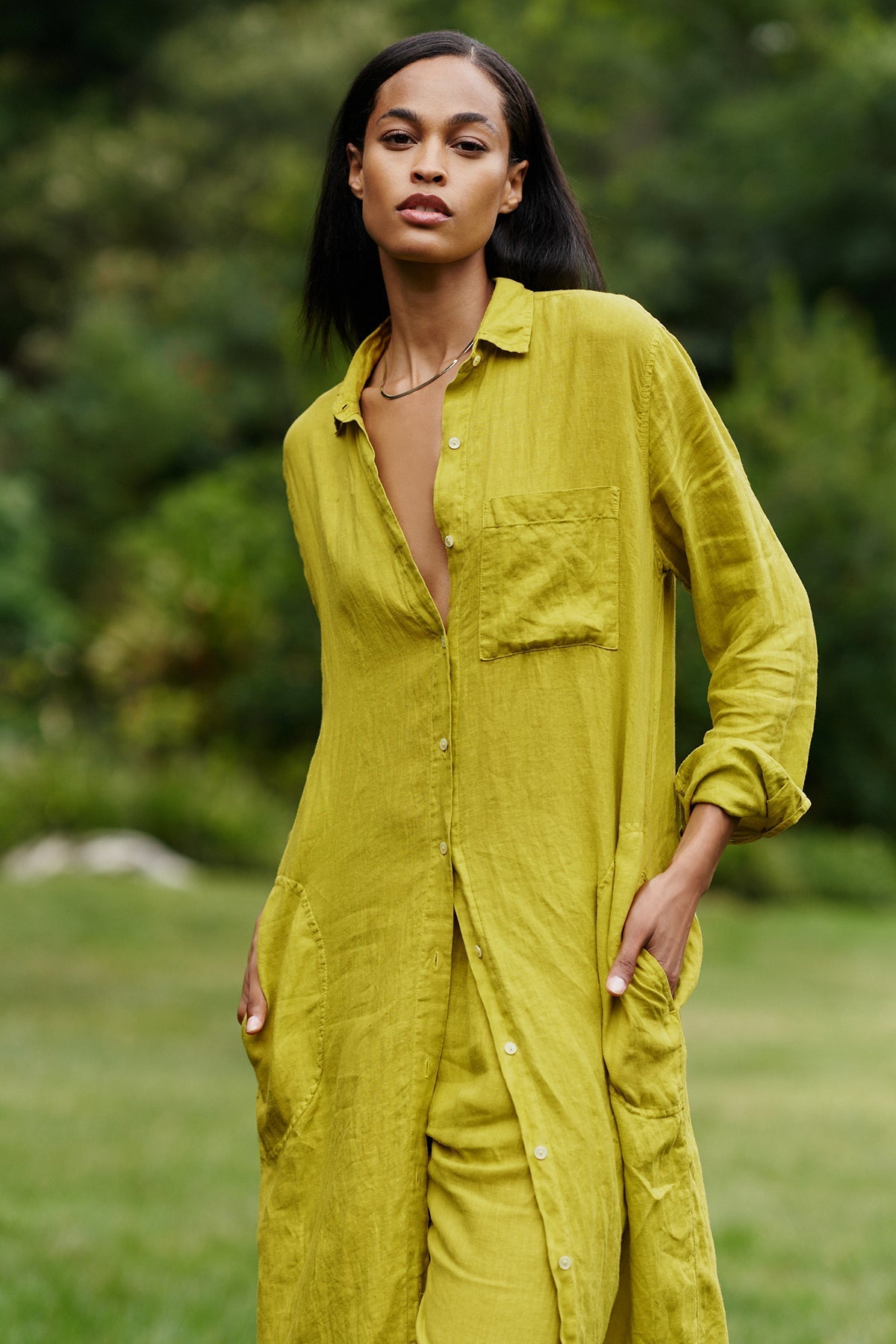 JORA LINEN BUTTON-UP DRESS - Velvet Staging 2.0-26916198023364