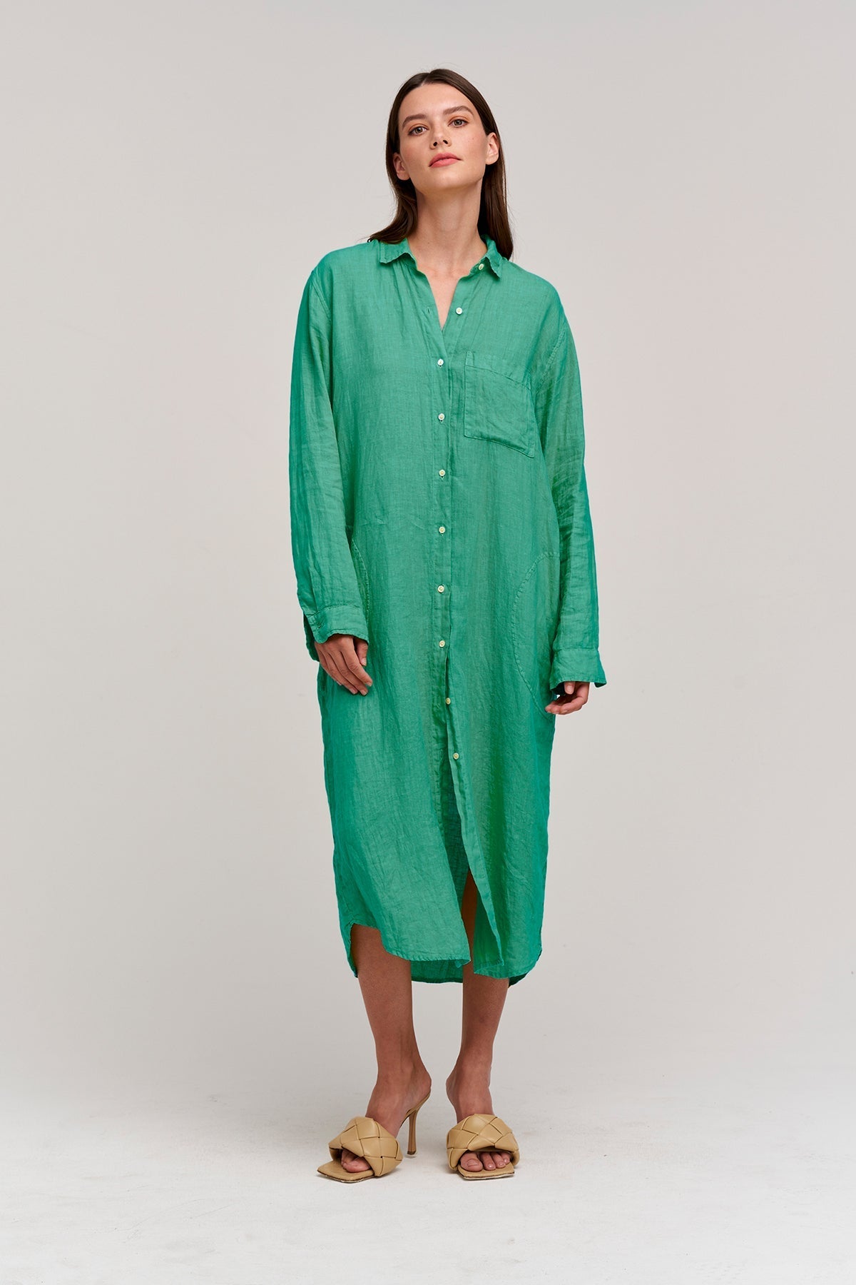 JORA LINEN BUTTON-UP DRESS - Velvet Staging 2.0
