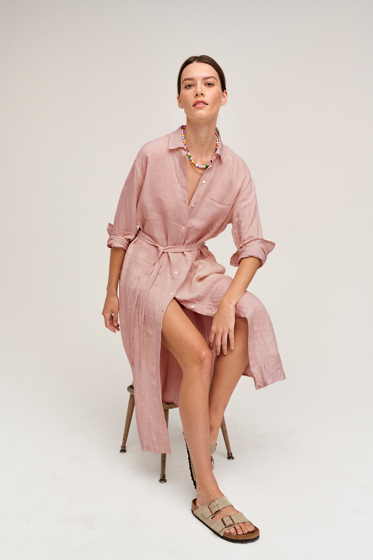 JORA LINEN BUTTON-UP DRESS - Velvet Staging 2.0-26916198351044