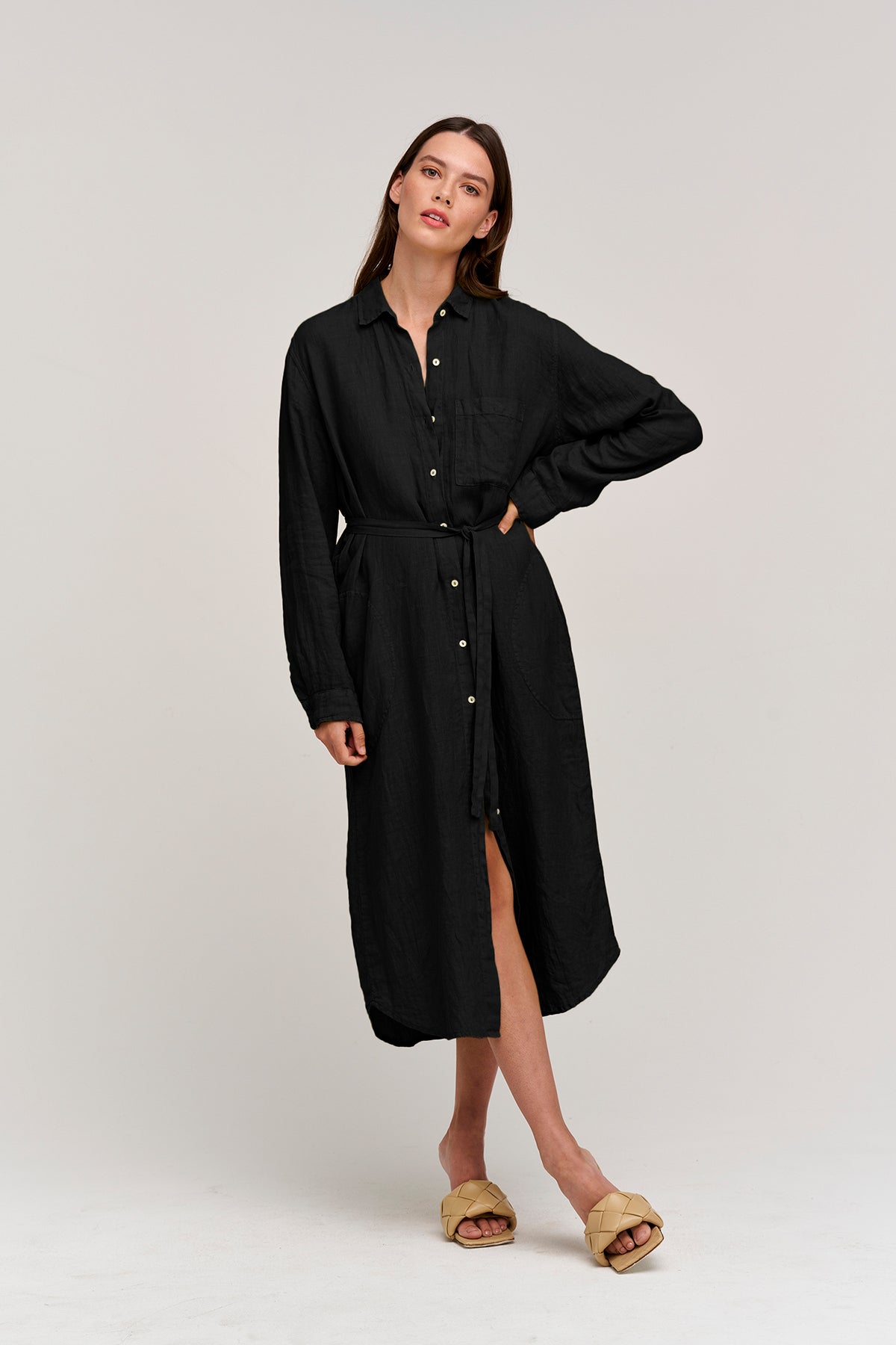 JORA LINEN BUTTON-UP DRESS - Velvet Staging 2.0-26916198744260